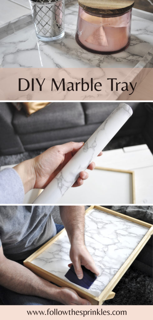 DIY, marble, tray, vinyl, craft, coffee table tray, desk tray, organizing hack, marble tray, fake marble, DIY marble